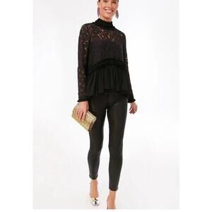 TUCKERNUCK Myla Black Lace Long Sleeve Blouse Top NWT Extra Small XS